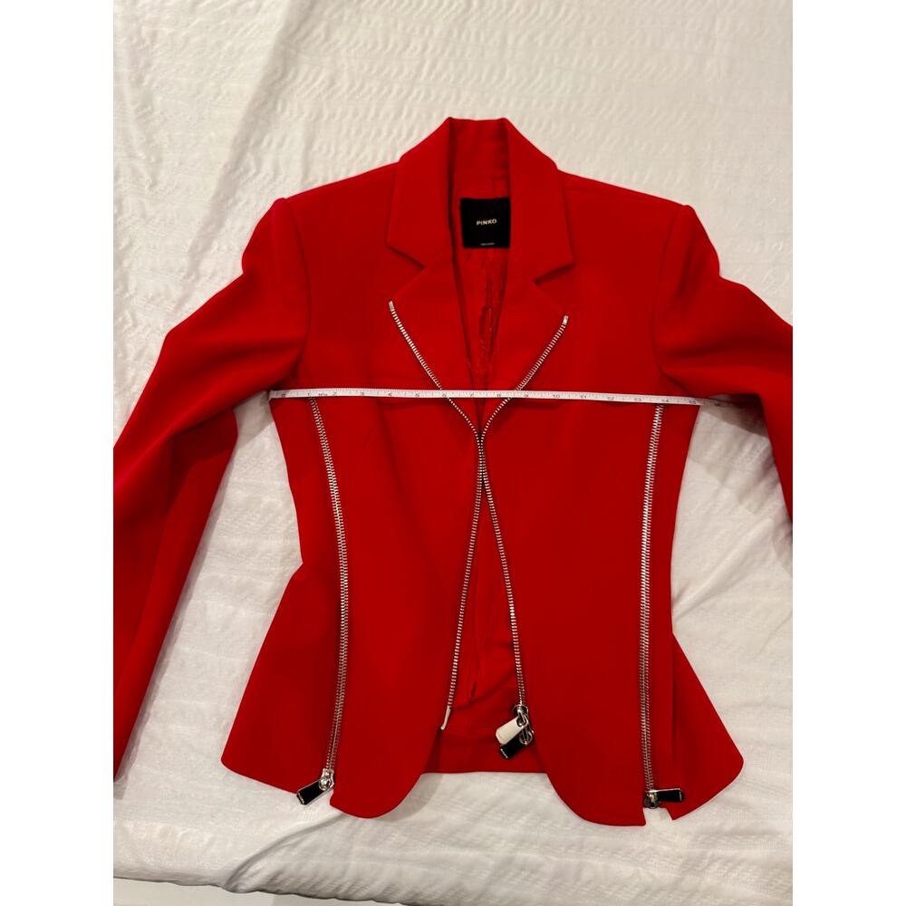 Pinko Moto Zip Blazer Women’s IT 36 US 6 Medium Red Y2K Biker McQueen - Picture 7 of 16